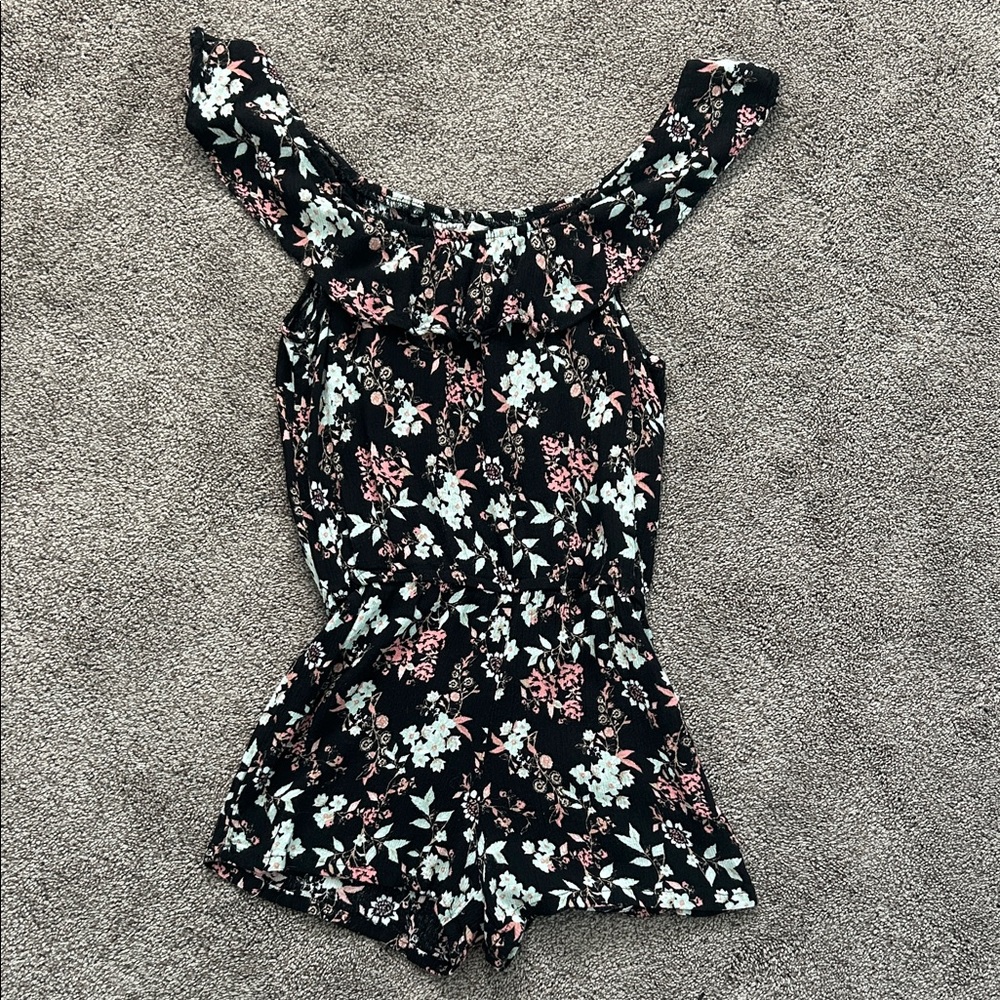 Full Tilt Black Floral Off-Shoulder Romper